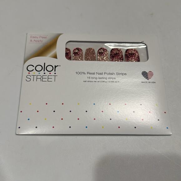 NWT Color Street Retired "Crush Hour" Pink Hearts Glitter Nail Strips - Picture 2 of 4